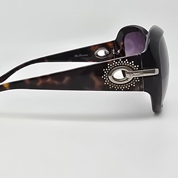 Christian Dior Precieuse Havana Rhinestone Frame Brown Gradient Lens Sunglasses - Picture 5 of 15